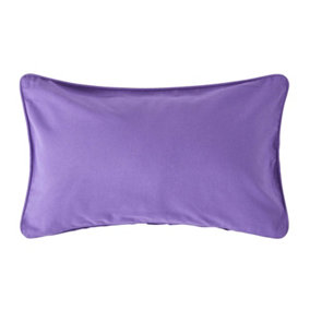 Homescapes Cotton Plain Purple Rectangular Cushion Cover, 30 x 50 cm