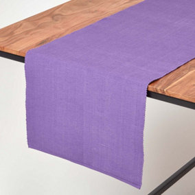 Homescapes Cotton Plain Purple Table Runner