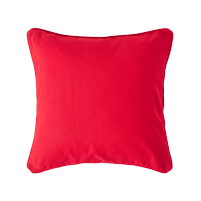 Homescapes Cotton Plain Red Cushion Cover, 30 x 30 cm DIY at B&Q