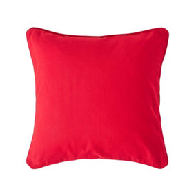 Homescapes Cotton Plain Red Cushion Cover, 30 x 30 cm