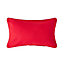 Homescapes Cotton Plain Red Rectangular Cushion Cover, 30 x 50 cm