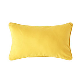 Homescapes Cotton Plain Yellow Rectangular Cushion Cover, 30 x 50 cm