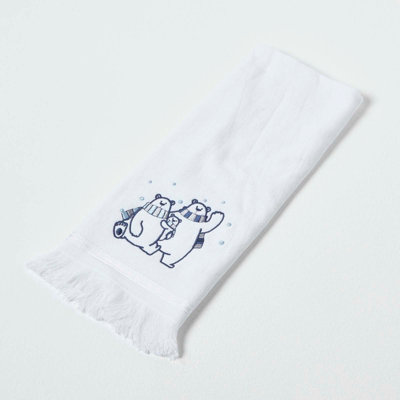 Homescapes Cotton Polar Bear Christmas Tea Towel