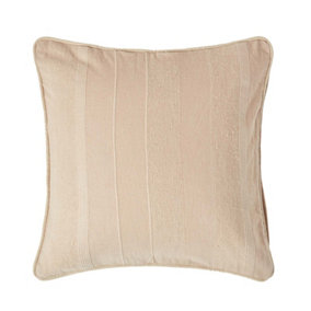 Homescapes Cotton Rajput Ribbed Beige Cushion Cover, 60 x 60 cm