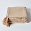 Homescapes Cotton Rajput Ribbed Beige Throw, 225 x 255 cm