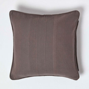 Homescapes Cotton Rajput Ribbed Charcoal Grey Cushion Cover, 45 x 45 cm