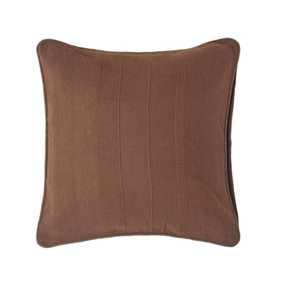 Homescapes Cotton Rajput Ribbed Chocolate Cushion Cover, 60 x 60 cm