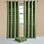 Homescapes Cotton Rajput Ribbed Dark Olive Curtain Pair, 66 x 72"
