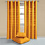 Homescapes Cotton Rajput Ribbed Mustard Yellow Curtain Pair, 66 x 90"