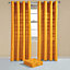 Homescapes Cotton Rajput Ribbed Mustard Yellow Curtain Pair, 66 x 90"