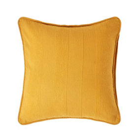 Homescapes Cotton Rajput Ribbed Mustard Yellow Cushion Cover, 60 x 60cm