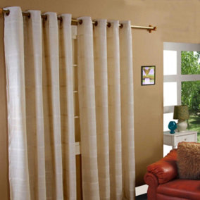Homescapes Cotton Rajput Ribbed Natural Curtain Pair, 54 x 54" Drop