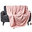 Homescapes Cotton Rajput Ribbed Pink Throw, 225 x 255 cm