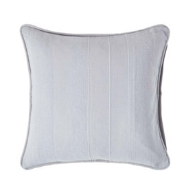 Homescapes Cotton Rajput Ribbed Silver Grey Cushion Cover, 60 x 60 cm