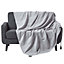 Homescapes Cotton Rajput Ribbed Silver Grey Throw, 225 x 255 cm