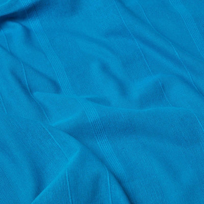 Homescapes Cotton Rajput Ribbed Teal Throw, 255 x 360 cm