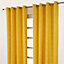 Homescapes Cotton Rajput Ribbed Yellow Curtain Pair, 54 x 54" Drop