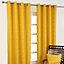 Homescapes Cotton Rajput Ribbed Yellow Curtain Pair, 66 x 90" Drop