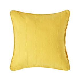 Homescapes Cotton Rajput Ribbed Yellow Cushion Cover, 60 x 60 cm