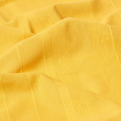 Homescapes Cotton Rajput Ribbed Yellow Throw, 255 x 360 cm