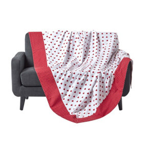 Homescapes Cotton Red Heart Decorative Sofa Throw
