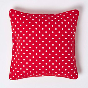 Homescapes Cotton Red Polka Dots Cushion Cover, 45 x 45 cm