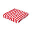 Homescapes Cotton Red Thick Stripe Floor Cushion, 50 x 50 cm