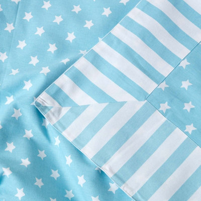 Homescapes Cotton Stars and Stripes Decorative Blue Sofa Throw