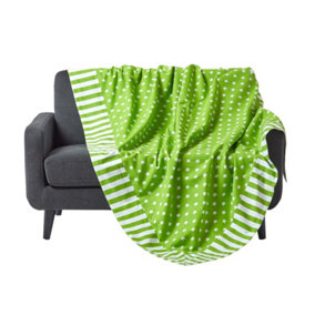 Homescapes Cotton Stars and Stripes Decorative Green Sofa Throw