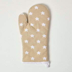 Homescapes Cotton Stars Beige White Oven Glove