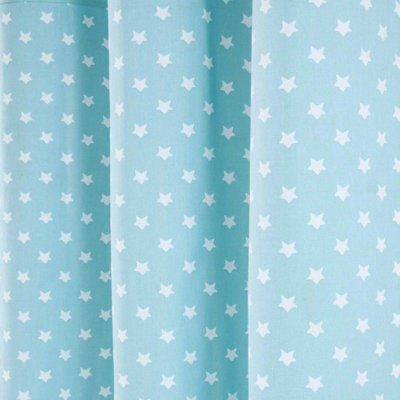 Homescapes Cotton Stars Blue Ready Made Eyelet Curtain Pair, 137 x 182 cm Drop
