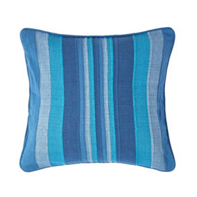 Homescapes Cotton Striped Blue Cushion Cover Morocco , 45 x 45 cm