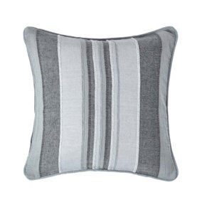 Homescapes Cotton Striped Grey Cushion Cover Morocco , 45 x 45 cm