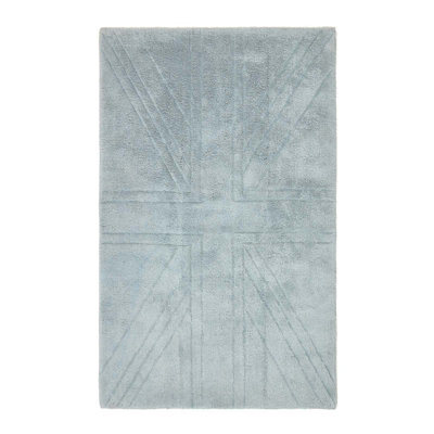 Homescapes Cotton Tufted Rug Union Jack Plain Embossed Mat Silver Grey,90 x 150cm