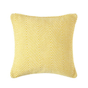 Homescapes Cotton Yellow Halden Chevron Cushion Cover, 60 x 60 cm