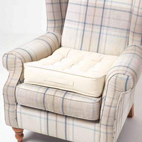 Homescapes Cream Cotton Armchair Booster Cushion