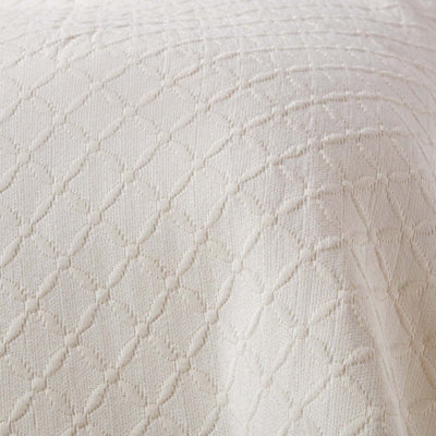 Homescapes Cream Cotton Rich Metelassé Diamond Pattern Bedspread, King
