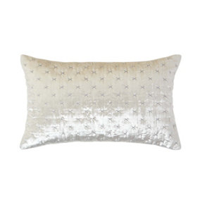Homescapes Cream Crushed Velvet Rectangular Cushion Cover, 30 x 50 cm