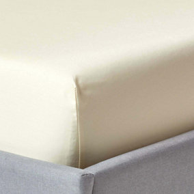 Homescapes Cream Deep Fitted Sheet Egyptian Cotton 1000 TC Double