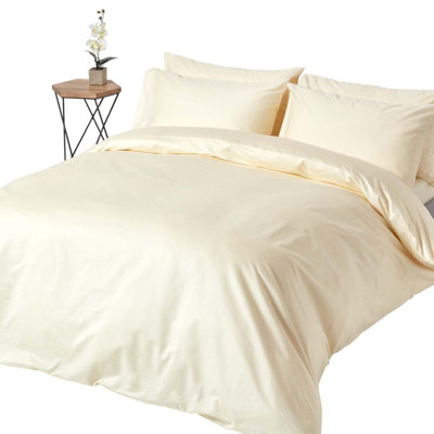 Homescapes Cream Egyptian Cotton Duvet Cover with Pillowcases 1000 TC, Super King