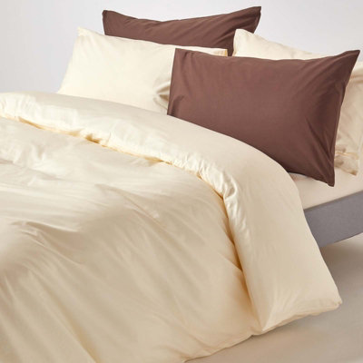 Homescapes Cream Egyptian Cotton Duvet Cover with Pillowcases 200 TC, King