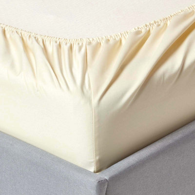 Homescapes Cream Egyptian Cotton Fitted Sheet 1000 TC, Super King