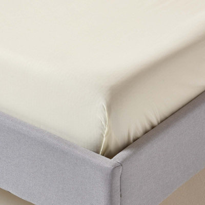 Homescapes Cream Egyptian Cotton Flat Sheet 200 TC, Single