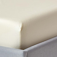 Homescapes Cream Organic Cotton Fitted Sheet 400 TC, King