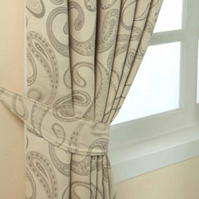 Homescapes Cream Paisley Jacquard Curtain Tie Back Pair