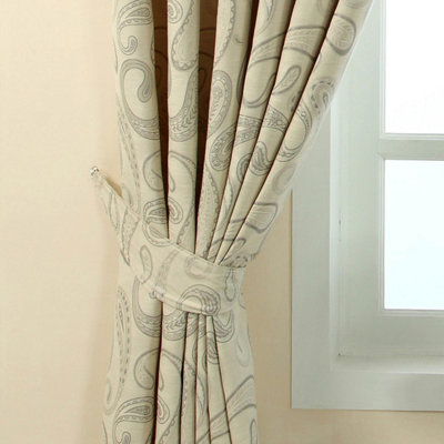 Homescapes Cream Paisley Jacquard Curtain Tie Back Pair