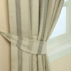 Homescapes Cream Stripe Jacquard Curtain Tie Back Pair