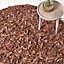 Homescapes Dallas Leather Shaggy Rug Brown, 150 cm Round