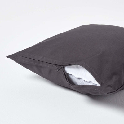 Homescapes Dark Charcoal Grey Continental Egyptian Cotton Pillowcase 1000 TC, 40 x 40 cm