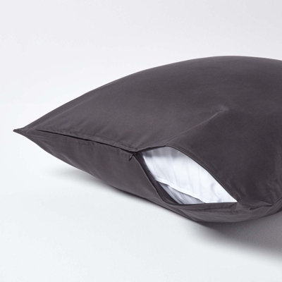 Homescapes Dark Charcoal Grey Continental Egyptian Cotton Pillowcase 1000 TC, 60 x 60 cm